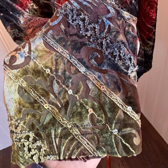 Vintage 90s/Y2K Boho Burnt Velvet Top M - Picture 7 of 8